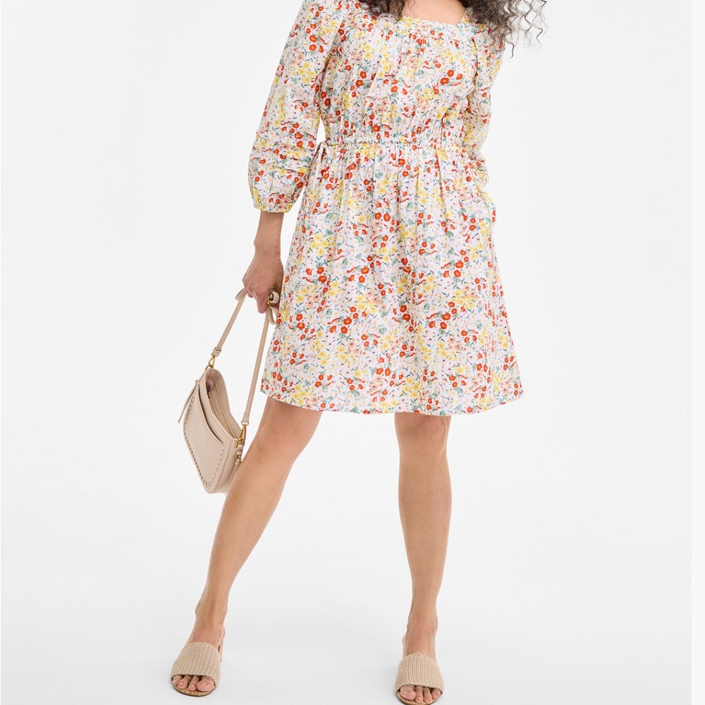 Style & Co. Multicolor Floral Long Sleeve Dress
